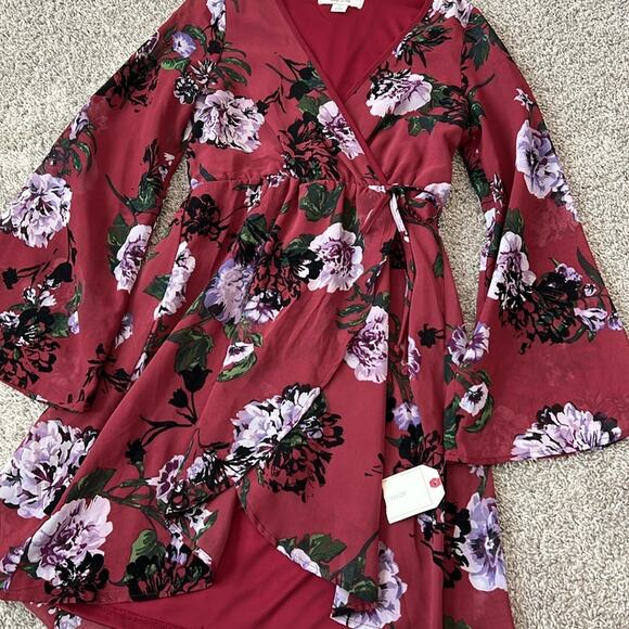 NWT Adam Levine Floral Hi-lo Dress Small 4 6 Wedding Guest Flowy Romantic NEW - Picture 5 of 16